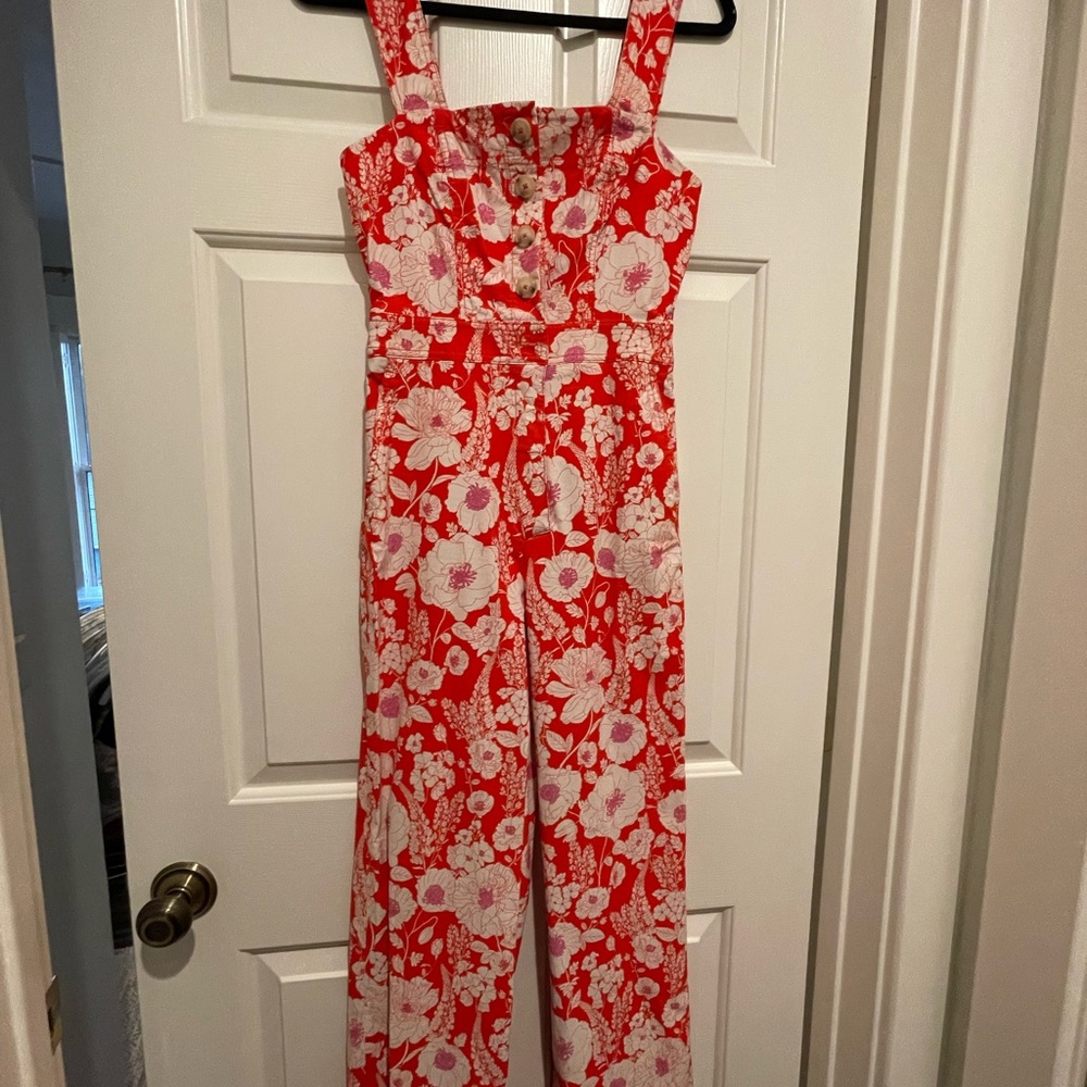 Maeve Orange and White Floral Jumpsuit